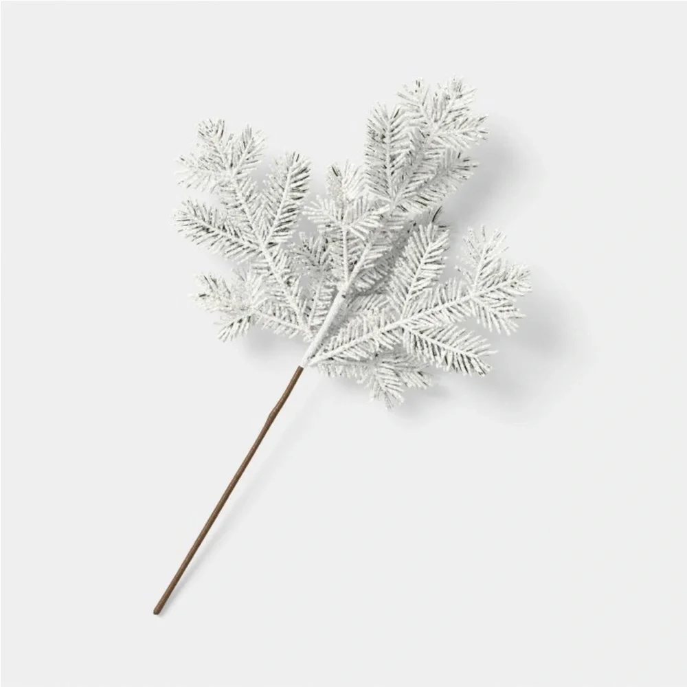 NEW Set of 3 Elegant White Frosted Pine Stems